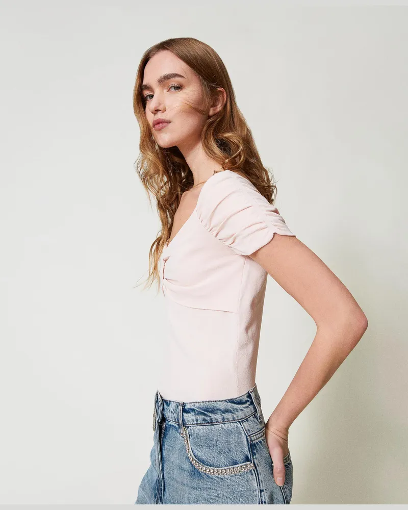 Actitude by Twinset Figurbetonter Pullover mit Raffungen, Tender Pink Rosa, Größe Tender