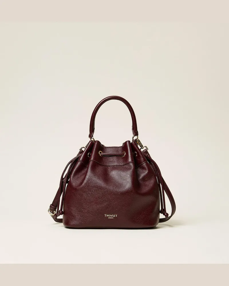 Twin-Set Beuteltasche mit Raffung Bordeaux