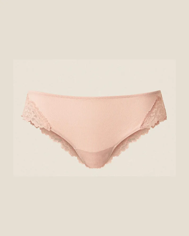 Twin-Set Unterwäsche - Gerippter Brazilian-Slip mit Spitze, Pink Dust, Größe Pink