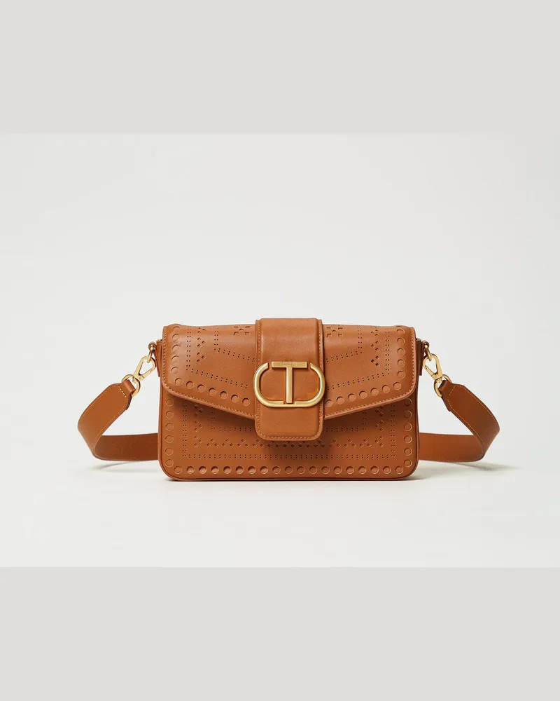 Twin-Set Taschen - Umhängetasche „Amie" aus Leder mit Perforationen, Einheitsgröße 