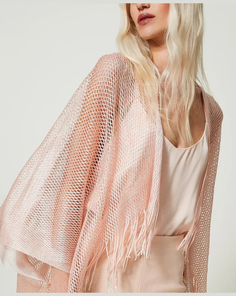 Twin-Set Jacken und Outerwear - Poncho-Überwurf aus Lurex, Cupcake Pink, Einheitsgröße Cupcake