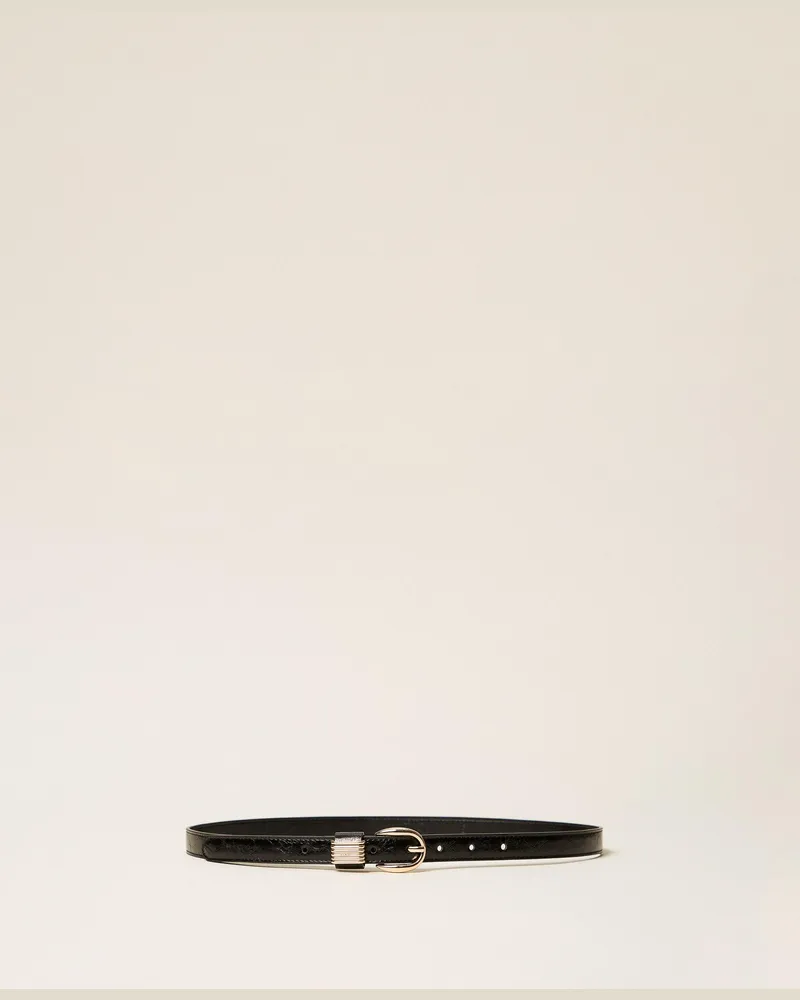 Twin-Set Gürtel mit Metallschlaufen, Damen, Schwarz Schwarz