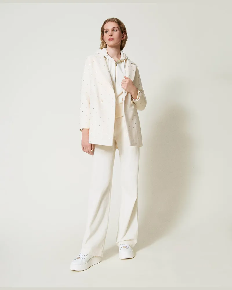 Twin-Set Hosen - Weite Hose aus Samt, Perlmutt, Größe Perlmutt