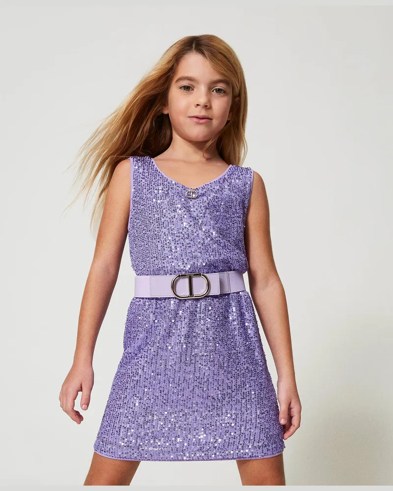 Twin-Set Tops - Paillettentop, Pastel Violet, Paillettes, Größe: 8A 