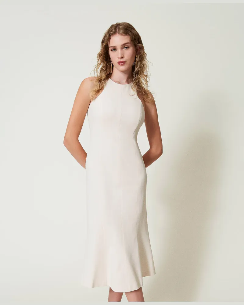 Twin-Set Kleider - Midikleid mit amerikanischer Schulter, „Old White", Größe „old