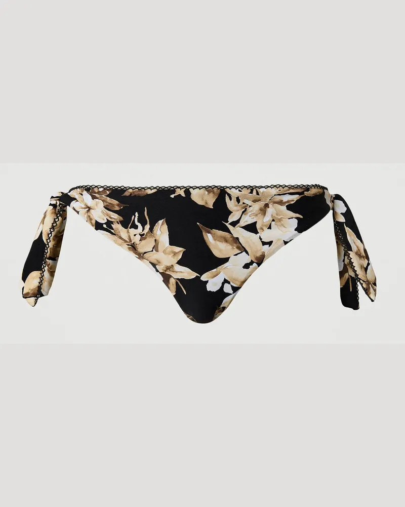 Twin-Set Bademode - Bikinitanga mit Print, Blumenprint Schwarz / Natural Beige, Größe Blumenprint