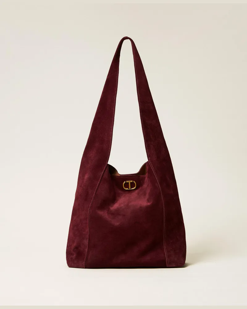 Twin-Set Taschen - Hobo-Bag „Ventotene" aus Rauleder, „Winetasting"-Violett, Einheitsgröße „winetasting“-violett