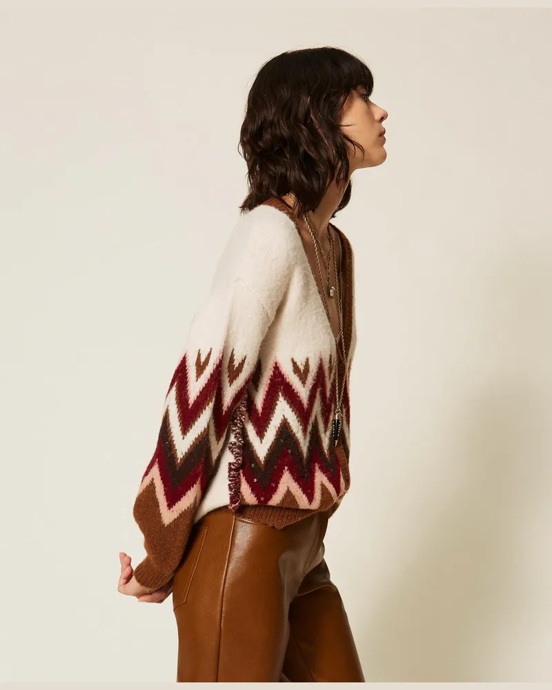 Actitude by Twinset Jacquard-Cardigan mit Pailletten 