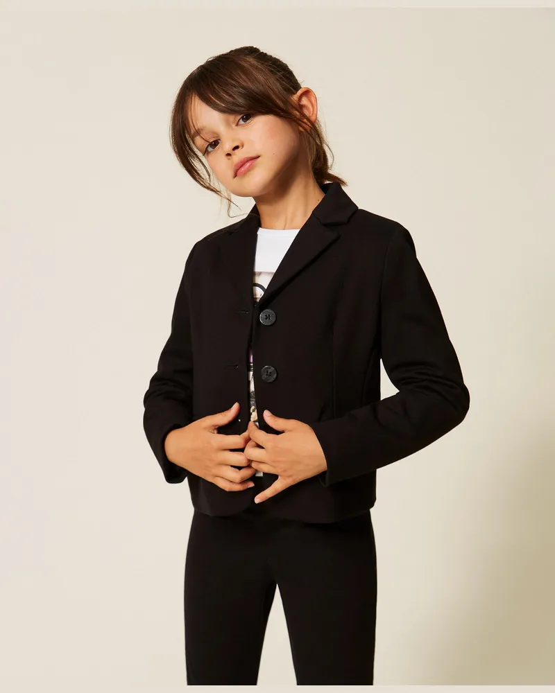 Twin-Set Blazer mit Taschen, Damen, Schwarz Schwarz