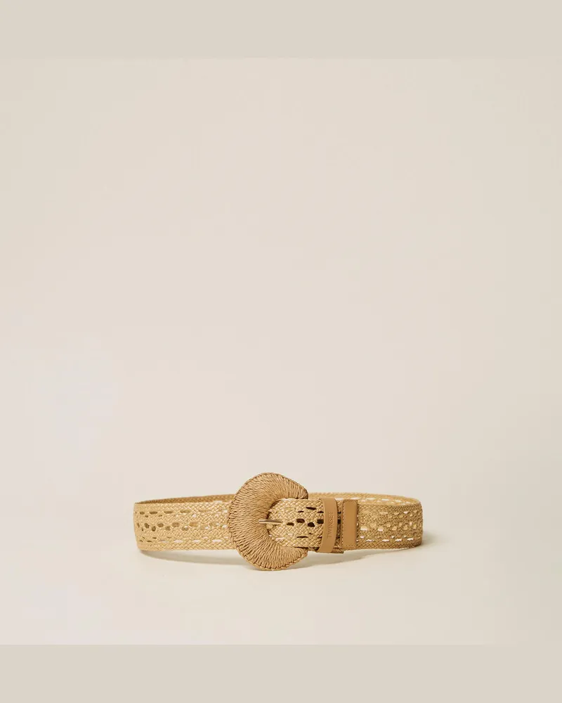 Twin-Set Accessoires - Gürtel in Häkel-Raffiaoptik, Stroh, Größe Stroh