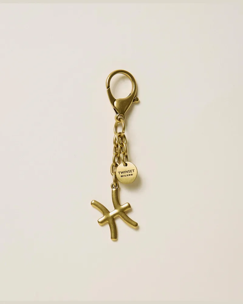 Twin-Set Sternzeichen-Schlüsselanhänger mit Logo, Damen, Fische Fische