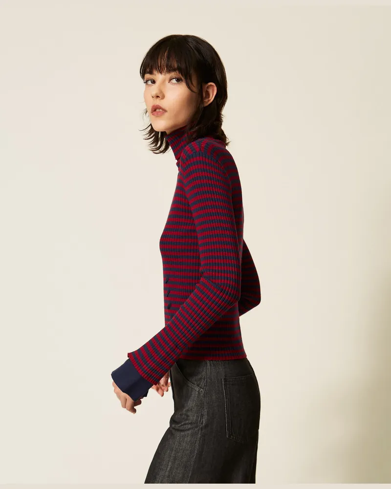 Actitude by Twinset Gestreifter Stehkragenpullover Streifen