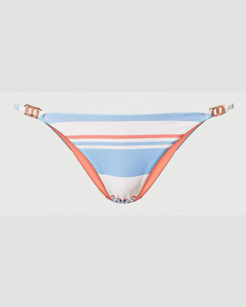 Twin-Set Bademode - Brazilian-Bikinihose mit Streifen, Streifen Sugar / Coral Sunset / Blue Topaz, Gestreift, Größe: II 