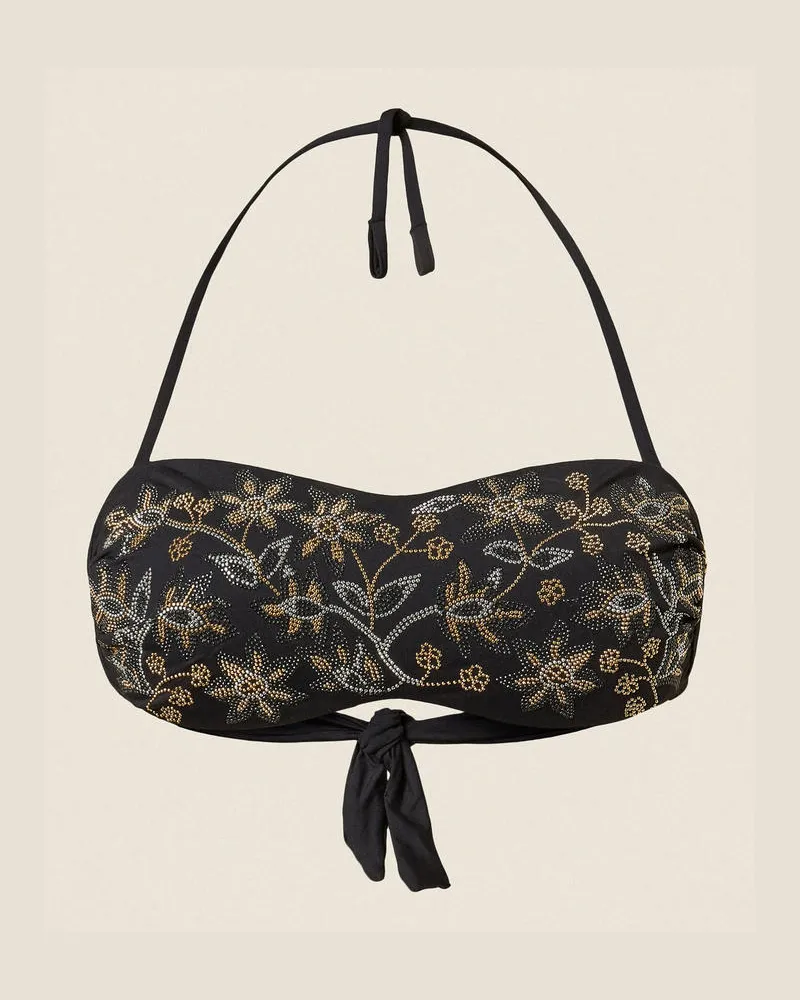 Twin-Set Bademode - Bandeau-Bikinitop mit Nieten, Schwarz, Größe Schwarz
