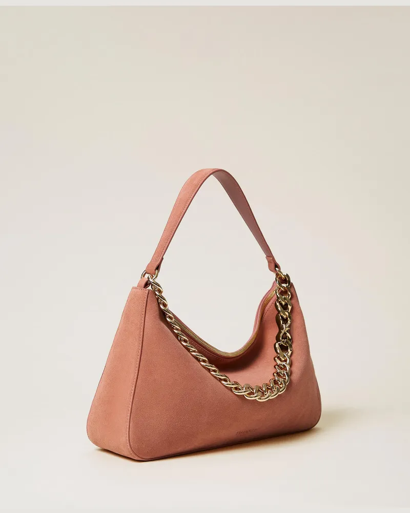 Twin-Set Taschen - Mittelgroße Tasche 'Liliane' aus Rauleder, Puderrosa, Einheitsgröße 