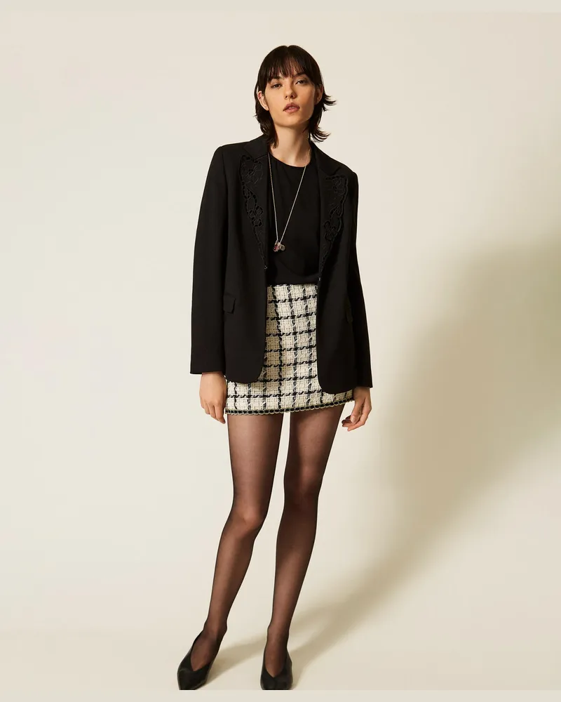 Twin-Set Blazer mit Lochstickerei Schwarz