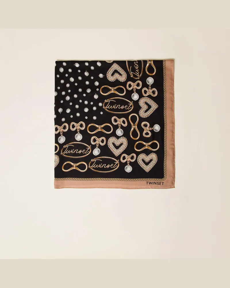 Twin-Set Tuch mit Bijoux-Print Schwarz