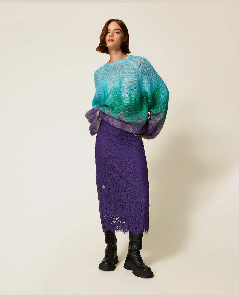 Actitude by Twinset Röcke - Midi-Rock MYFO aus Spitze, Royal Violet, Größe: S 