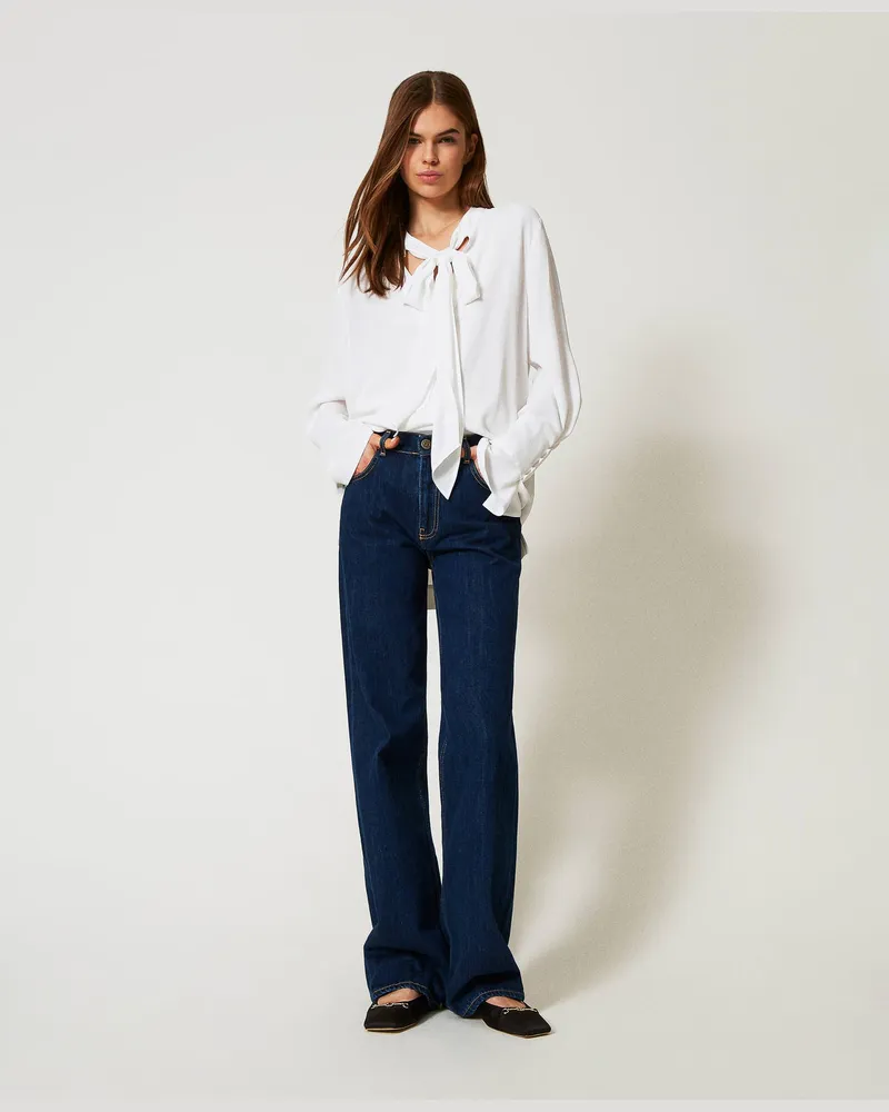 Twin-Set Dunkelblaue Straight-Fit-Jeans, Dunkles Denim, Größe Dunkles