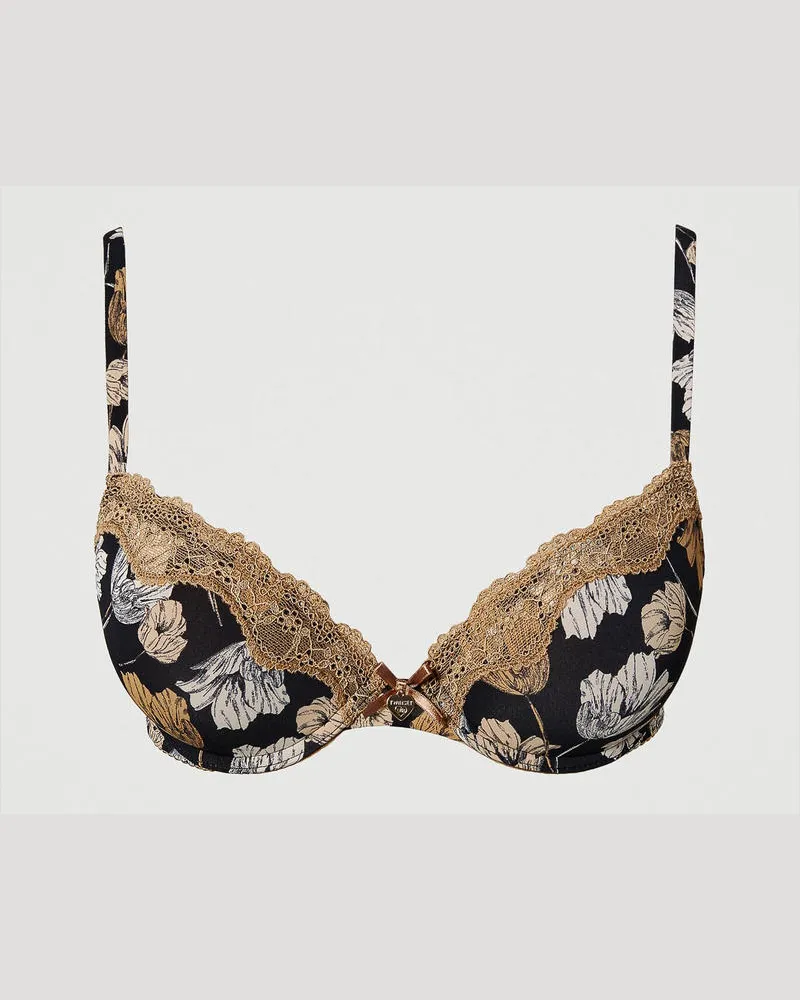 Twin-Set Unterwäsche - Push-up-BH mit Blumenprint, Print Flowers Schwarz, Größe: 3-C 