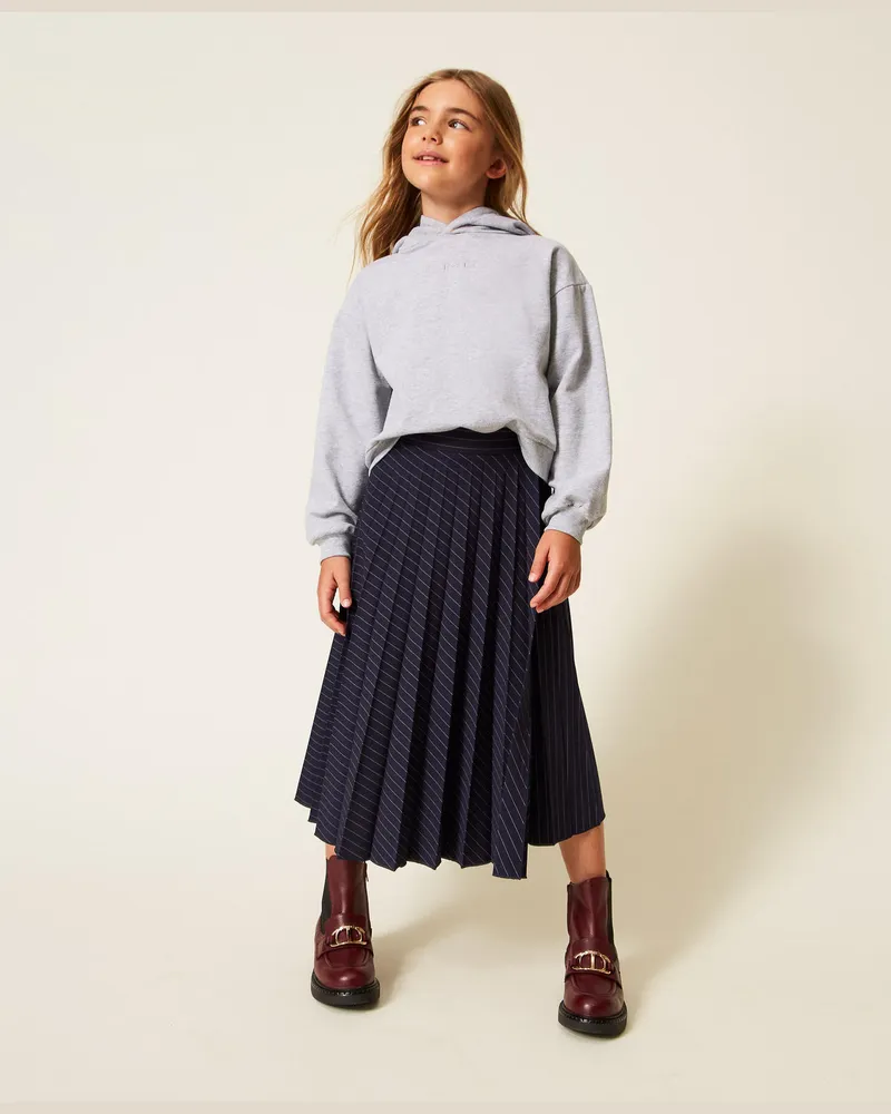 Twin-Set Röcke - Wickelrock mit Nadelstreifen, Classic Blue / Streifen Off White, Gestreift, Größe: 8A 