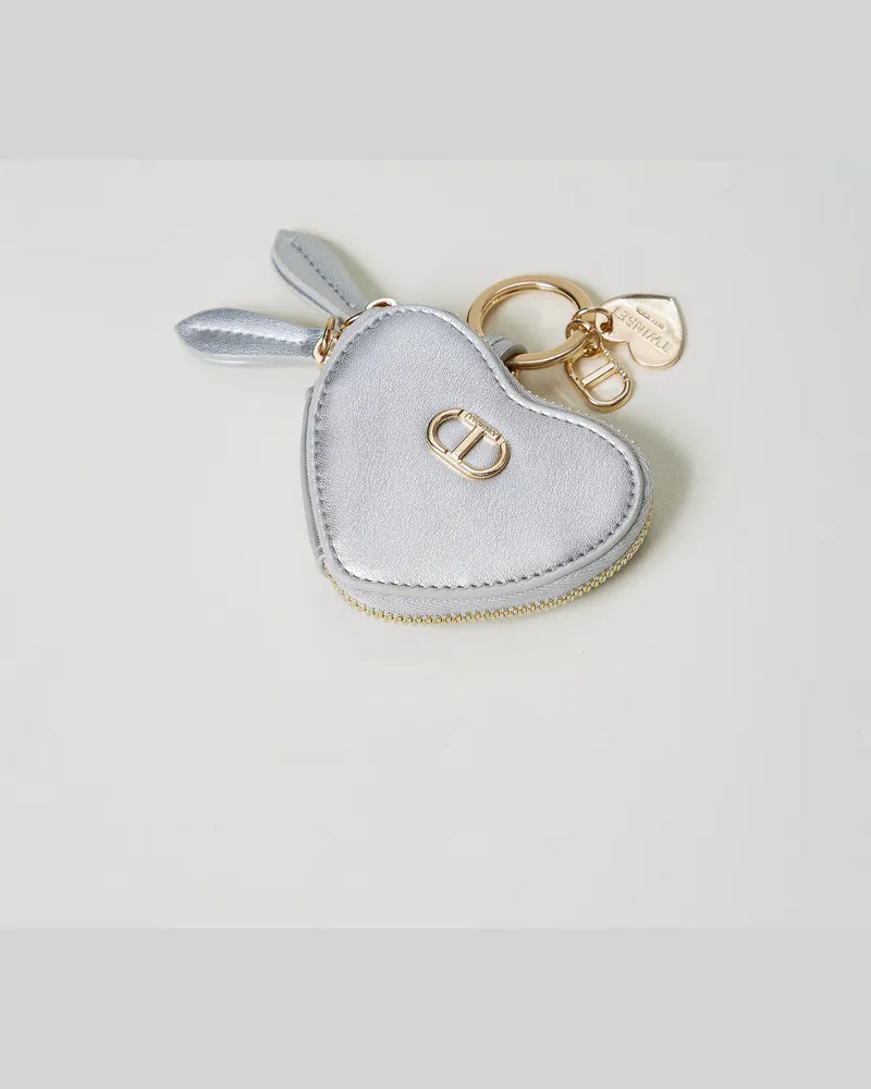 Twin-Set Accessoires - Münztäschchen in Herzform mit Logo, Silber, Einheitsgröße Silber