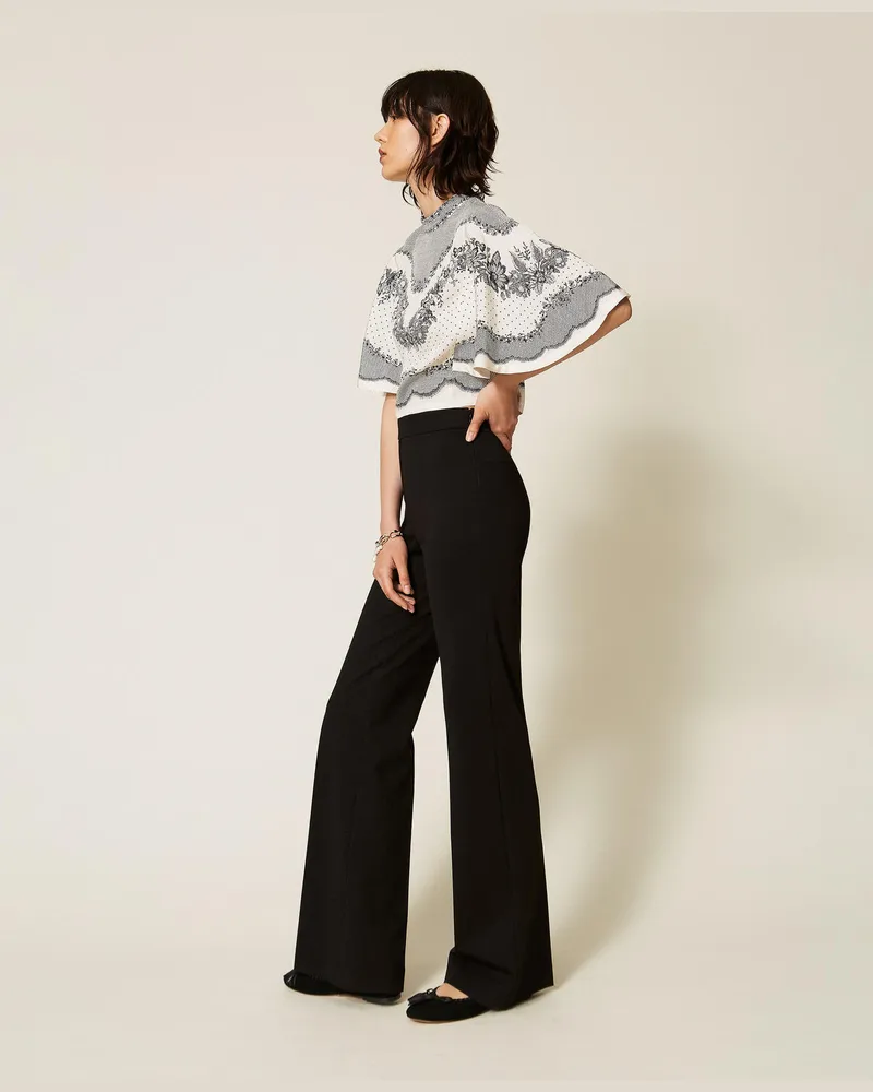 Twin-Set Flared-Hose mit Falte Schwarz