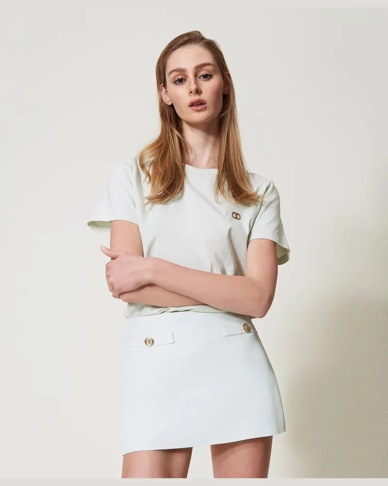 Twin-Set Röcke - Minirock aus Leinenmischung, Water Green, Größe: 48 