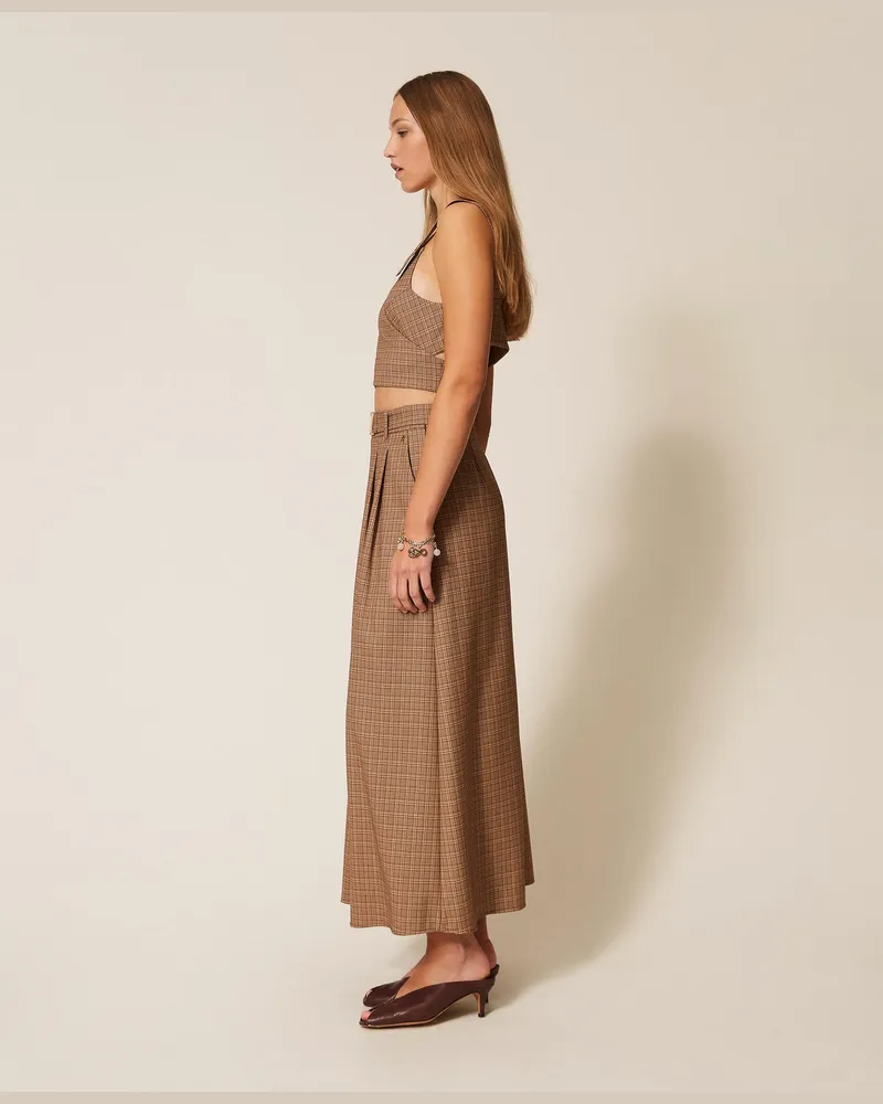 Actitude by Twinset Röcke - Langer Rock mit Prince-of-Wales-Muster, Chocolate Lab Prince Of Wales, Kariert, Größe Chocolate