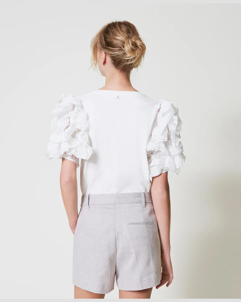 Actitude by Twinset Hosen - Shorts aus Leinenmischung mit Bundfalten, Textured Angora, Größe Textured