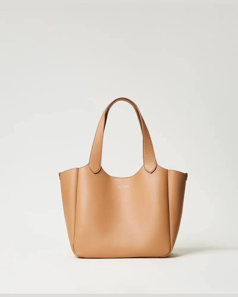 Twin-Set Taschen - Shopper „Forever" aus Leder, Camel, Einheitsgröße 