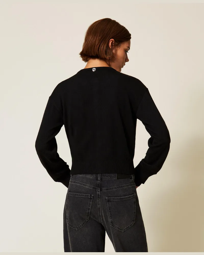Actitude by Twinset Cardigans - Cardigan in 2-in-1-Optik, Schwarz, Größe Schwarz