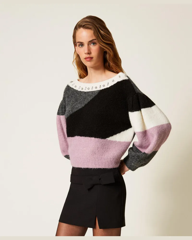 Actitude by Twinset Pullover mit Intarsien und Stickereien, Color Mix, Größe Color