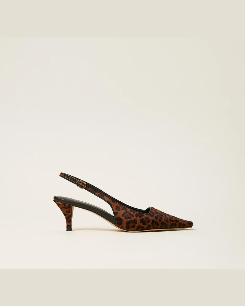 Twin-Set Schuhe - Slingback-Pumps mit Animalprint, Größe Animalprint