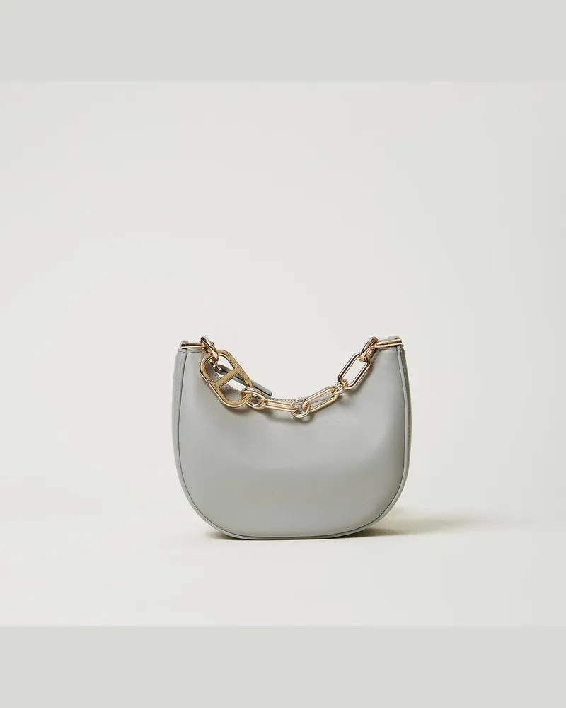 Twin-Set Taschen - Tasche „Mini Croissant" mit „Oval T"-Schließe, Mittelgrau, Einheitsgröße 