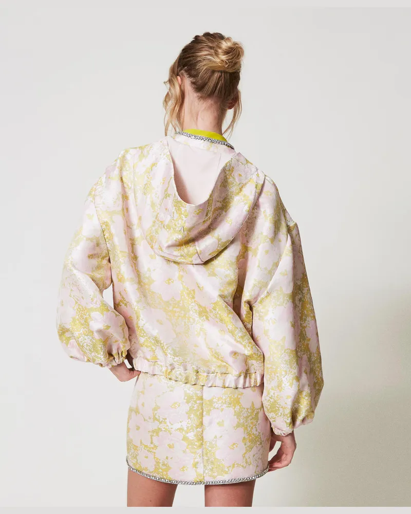 Actitude by Twinset Jacken und Outerwear - Jacquard-Bomberjacke mit Handstickerei, Flowers-Jacquard, Größe Flowers-jacquard
