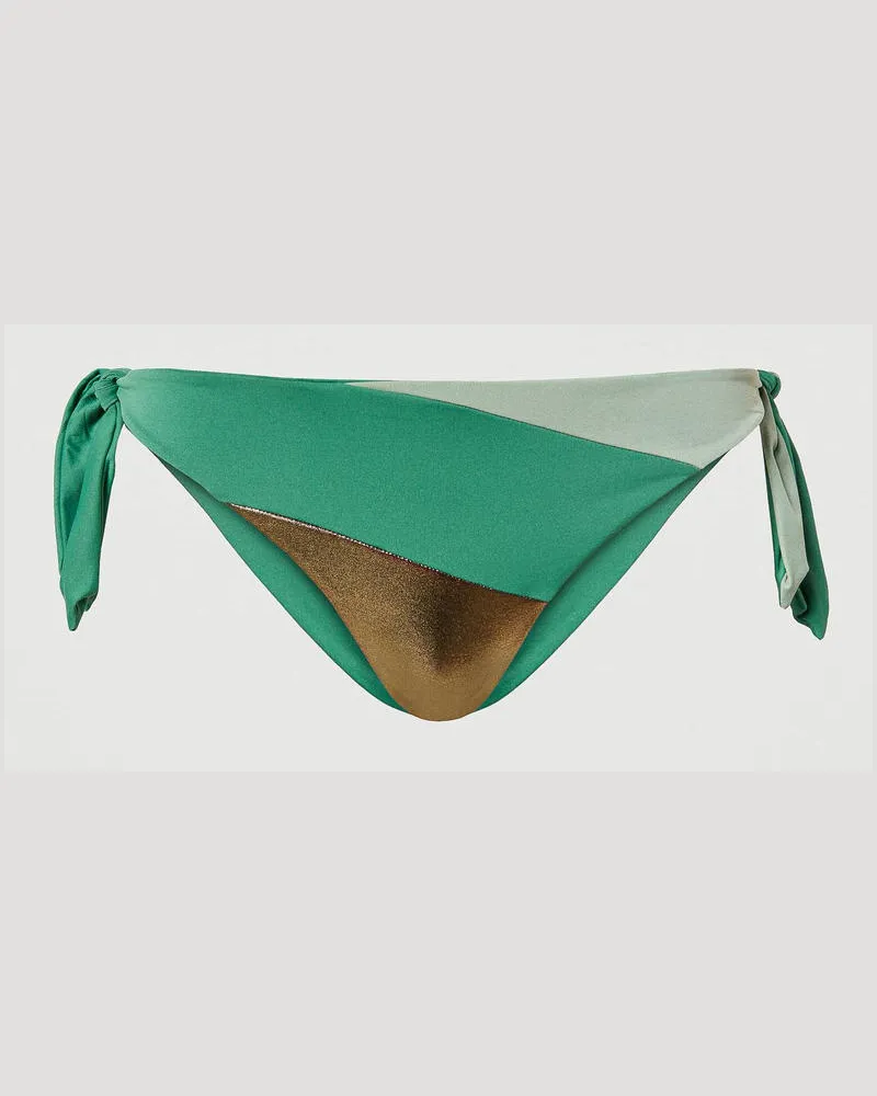 Twin-Set Bademode - Bikinitanga mit Metallic-Einsatz, Multicolor „Turtle Green" / Gold / Rosmarin, Größe: II 