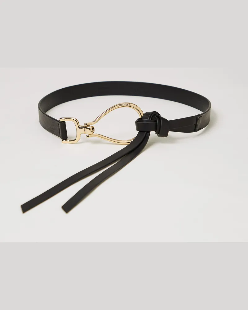 Twin-Set Accessoires - Ledergürtel mit Logo, Schwarz, Größe Schwarz