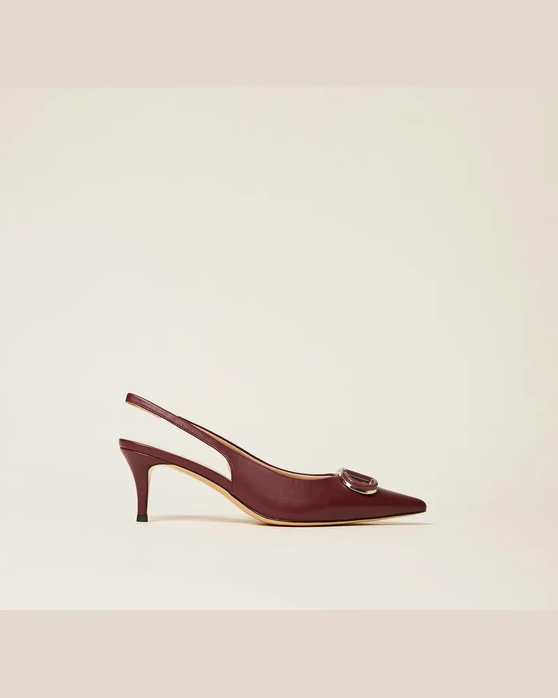 Twin-Set Schuhe - Riemchenpumps mit Oval T, „Winetasting"-Violett, Leder, Größe „winetasting“-violett