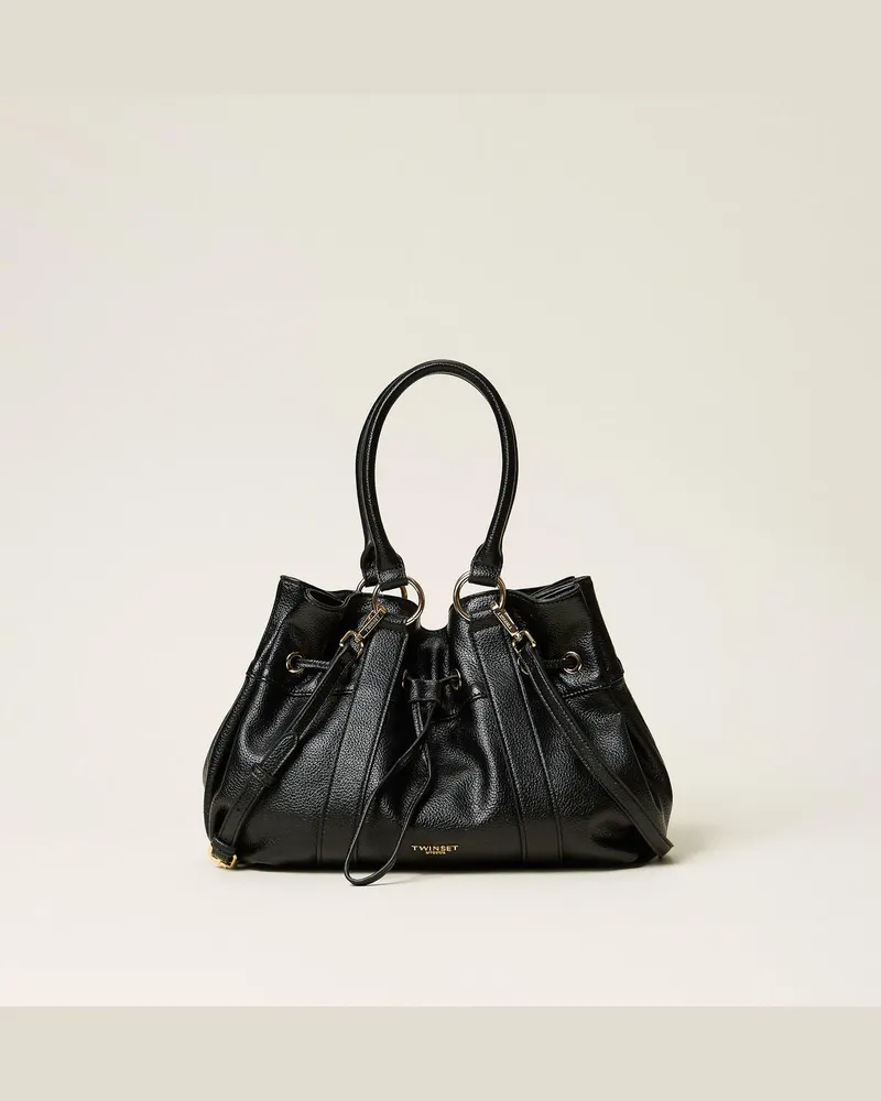 Twin-Set Shopper mit Raffung Schwarz