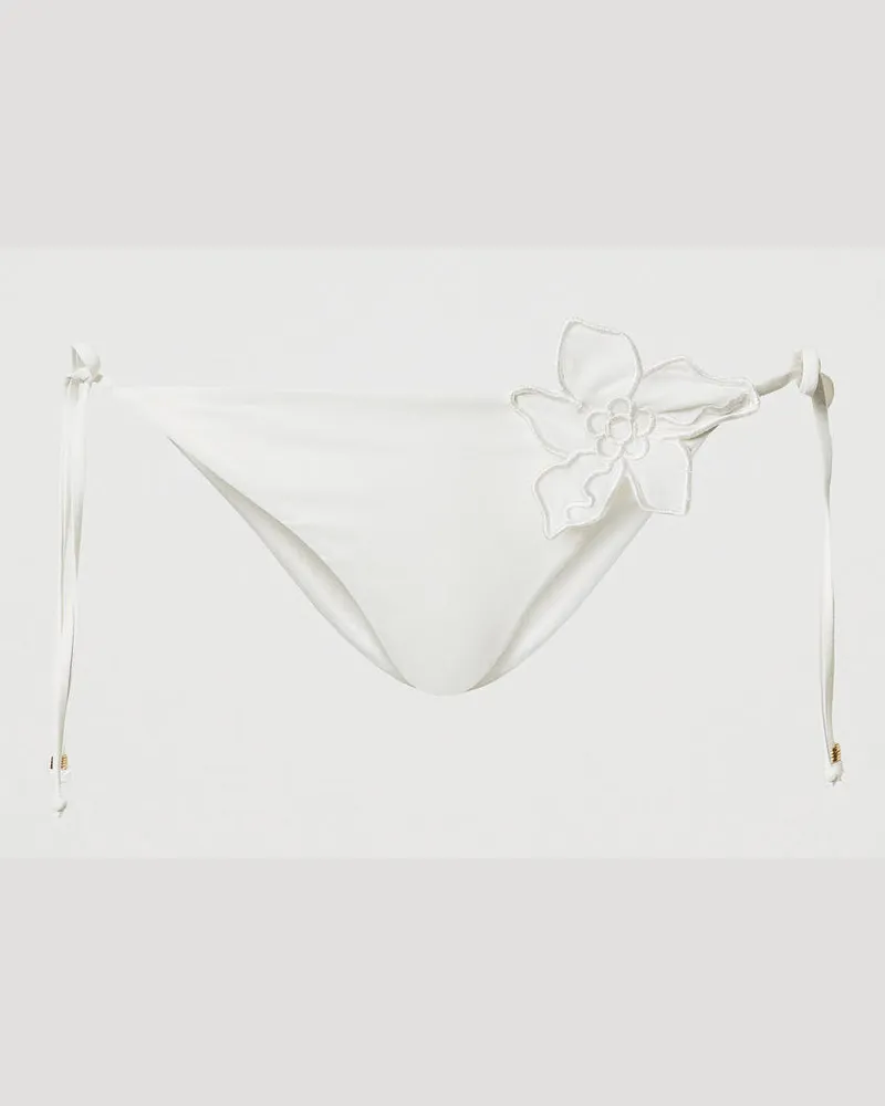 Twin-Set Bademode - Bikinitanga mit Blumenapplikation, Sugar Weiß, Größe Sugar