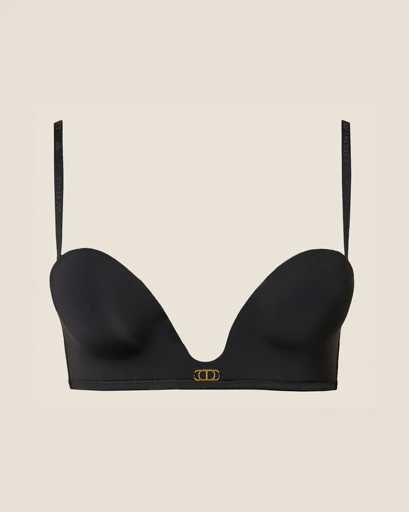 Twin-Set Unterwäsche - BH im Bandeau-Design mit „Oval T", Schwarz, Größe Schwarz