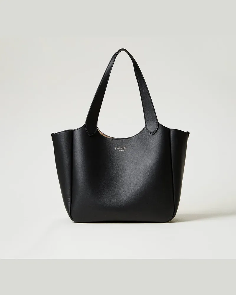 Twin-Set Taschen - Shopper „Forever" aus Leder, Schwarz, Einheitsgröße Schwarz