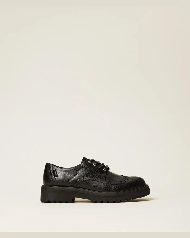 Twin-Set Schuhe - Schnürschuh mit Logo, Schwarz, Größe Schwarz