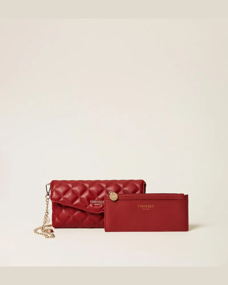 Twin-Set Brieftaschen-Set mit Logo Pompejanisch-rot