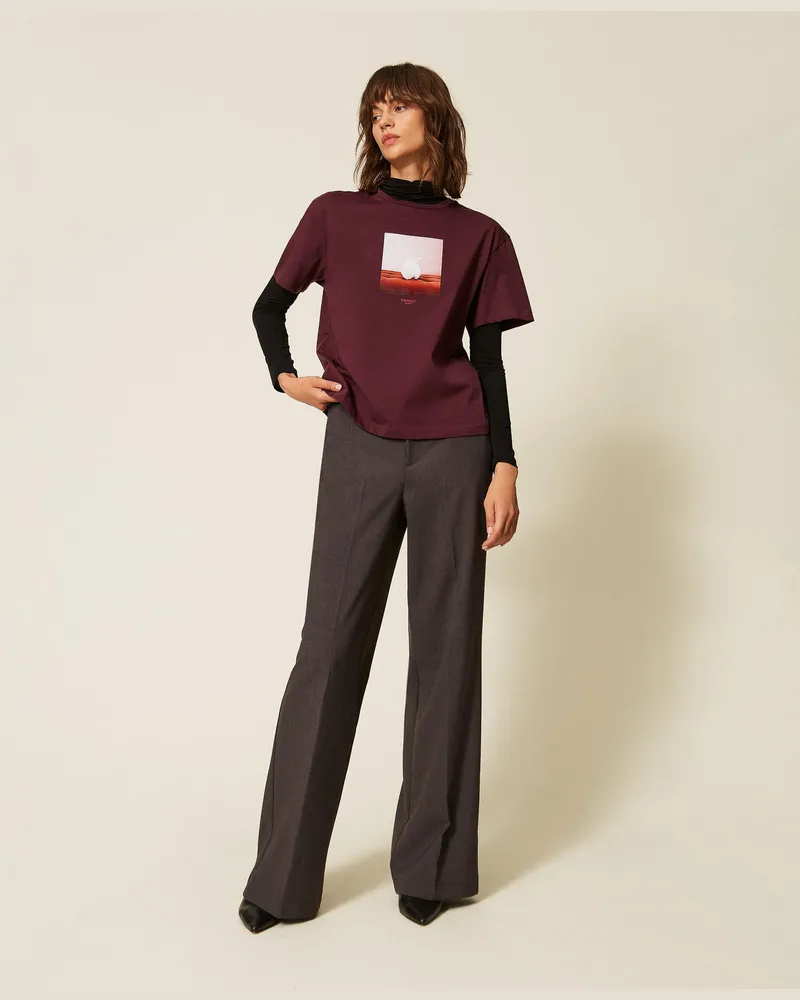 Twin-Set Palazzo-Hose mit Taschen Anthrazitgrau-melange