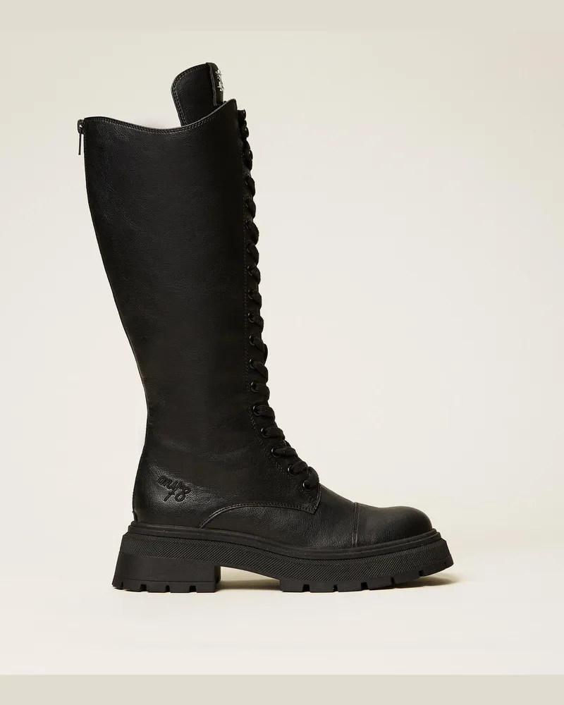 Actitude by Twinset Schuhe - Hohe Schnürboots MYFO, Schwarz, Größe Schwarz