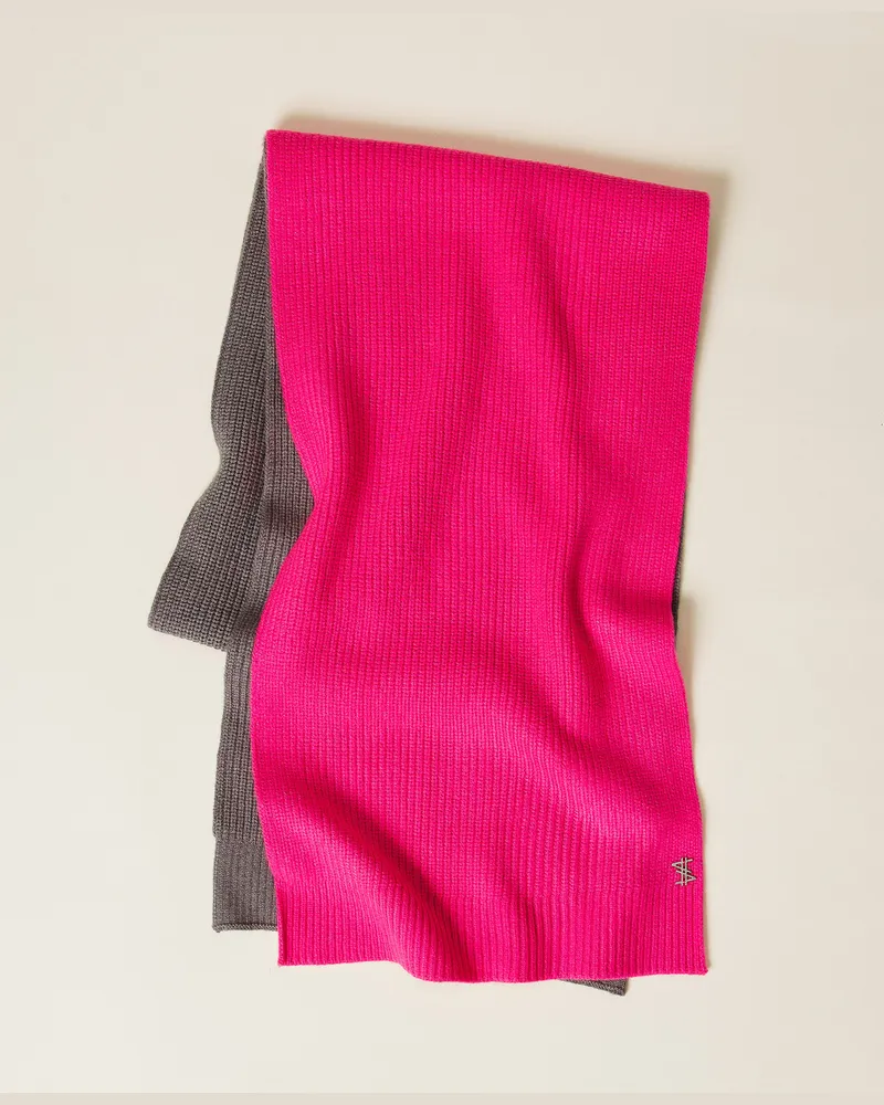 Actitude by Twinset Accessoires - Zweifarbiger Strickschal MYFO, Zweifarbig Mittelgrau-Melange / Neonrosa, Einheitsgröße Zweifarbig