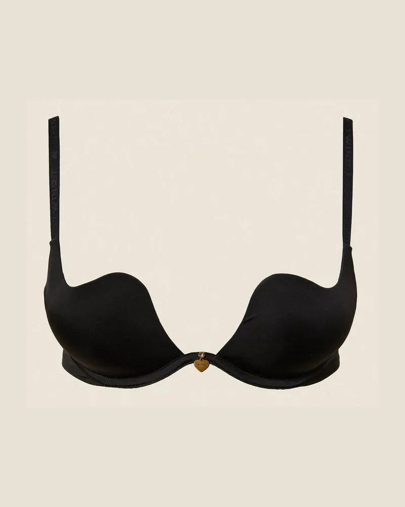 Twin-Set Unterwäsche - Push-up-BH in Herzform aus Charmeuse, Schwarz, Größe Schwarz