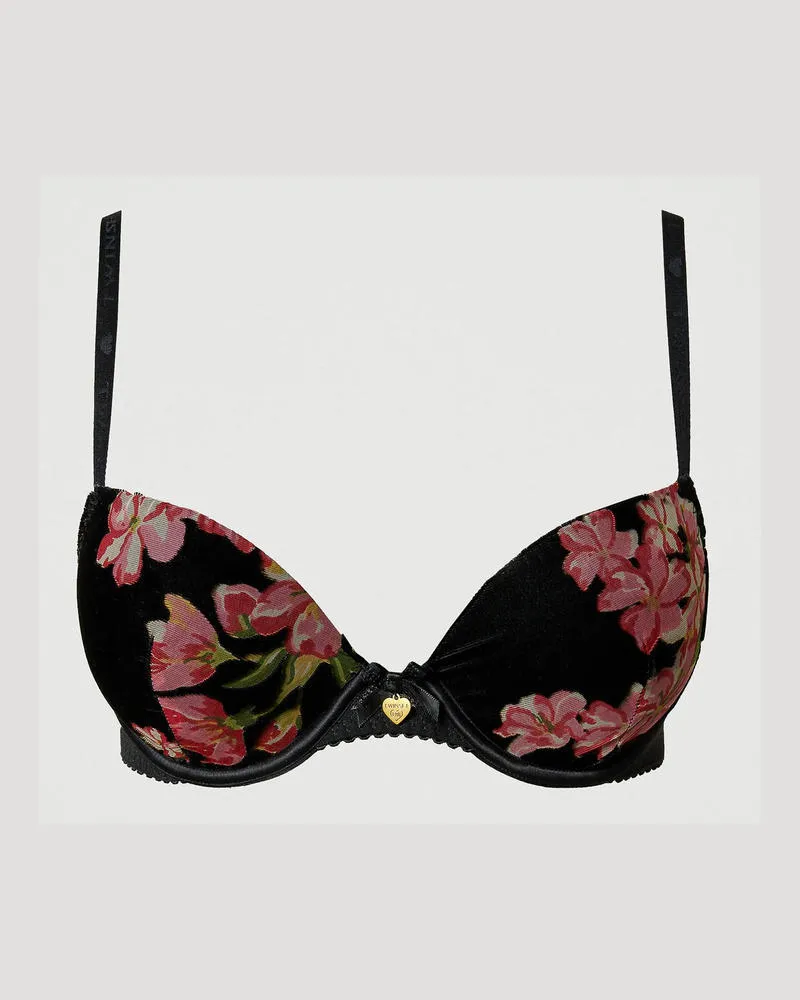 Twin-Set Unterwäsche - Push-up-BH aus Dévoré-Samt, Multicolor geblümt, Mit Blumen, Größe: 3-C 